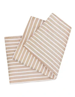 Calvin Klein Stripe Silk Pocket Square In Brown