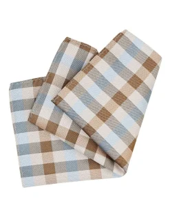 Calvin Klein Check Silk Pocket Square In Brown