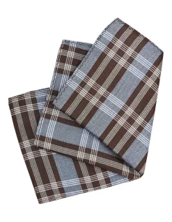 Calvin Klein Check Silk Pocket Square In Brown