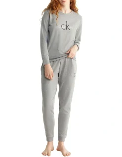 Calvin Klein Logo Lounge Refresh Long Sleeve Sweatshirt In Grey -Calvin Klein Sales 929463490 929471410 3 720x928