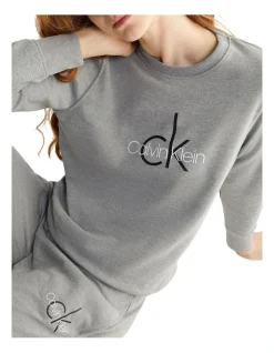Calvin Klein Logo Lounge Refresh Long Sleeve Sweatshirt In Grey -Calvin Klein Sales 929463490 929471410 4 720x928