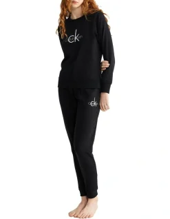 Calvin Klein Logo Lounge Refresh Long Sleeve Sweatshirt In Black -Calvin Klein Sales 929463490 929600470 3 720x928