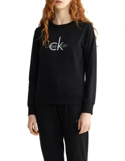 Calvin Klein Logo Lounge Refresh Long Sleeve Sweatshirt In Black -Calvin Klein Sales 929463490 929600470 4 720x928