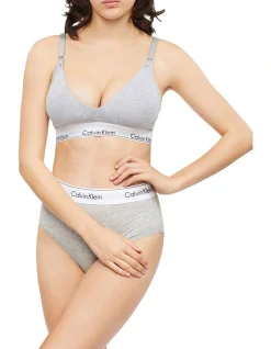 Calvin Klein Modern Cotton Maternity Nursing Bralette In Grey