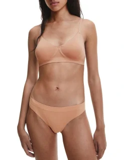 Calvin Klein Bonded Flex Thong Brief In Clay