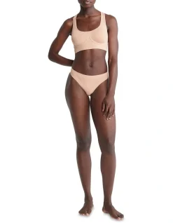 Calvin Klein Bonded Flex Unlined Bralette In Beige