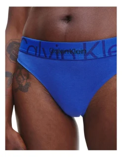 Calvin Klein Embossed Icon Cotton Thong Brief In Blue -Calvin Klein Sales 929464660 3 720x928