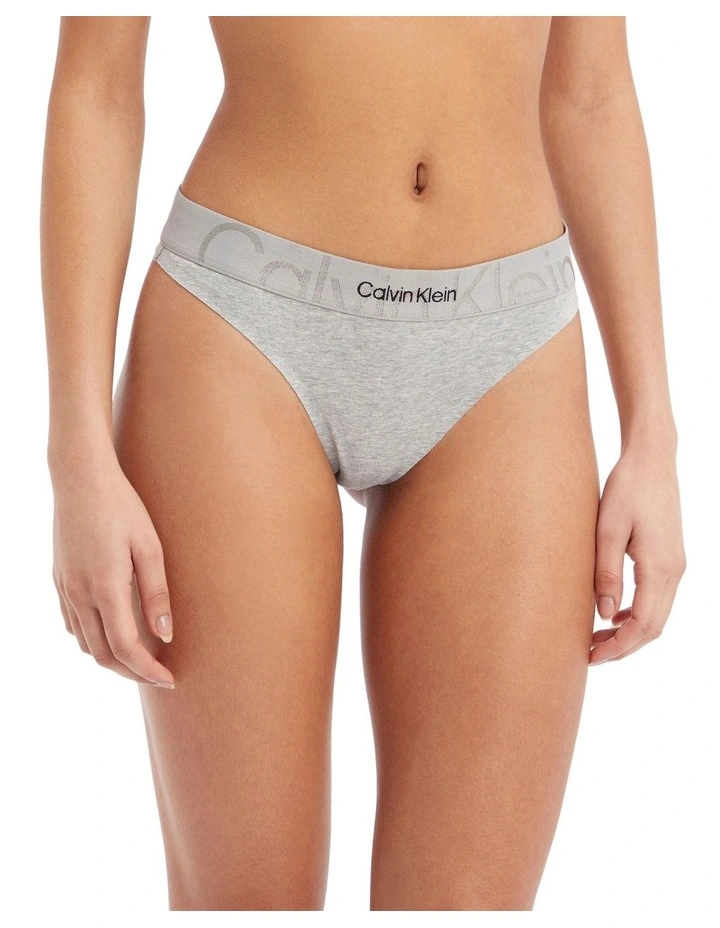 Embossed Icon Cotton Thong Brief In Grey Calvin Klein Embossed Icon Cotton Thong Brief In Grey -Calvin Klein Sales
