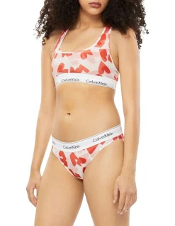 Calvin Klein Modern Cotton V-Day Bikini In Orange Print