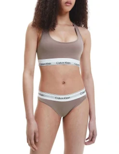 Calvin Klein Modern Cotton Naturals Unlined Bralette In Rich Taupe