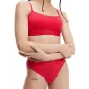 Calvin Klein Embossed Icon Cotton Holiday Thong Brief In Red
