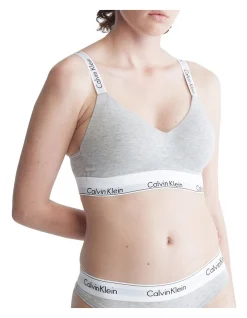 Calvin Klein Modern Cotton Lightly Lined Bralette In Grey