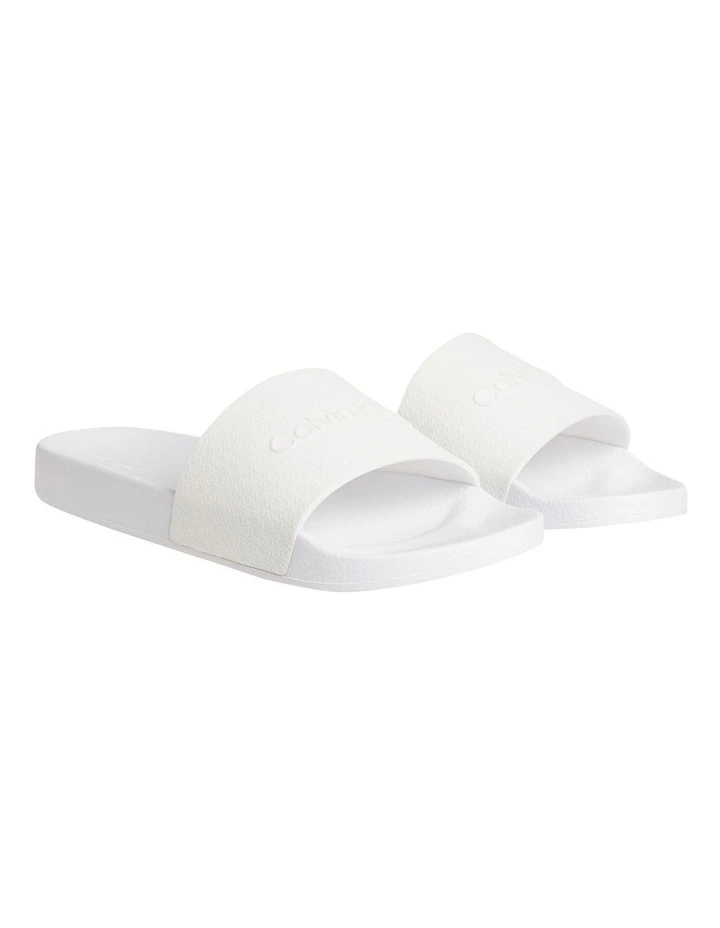 Textured Logo Sliders In White Calvin Klein Textured Logo Sliders In White -Calvin Klein Sales