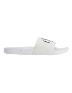 Calvin Klein Monogram Logo Slides In White