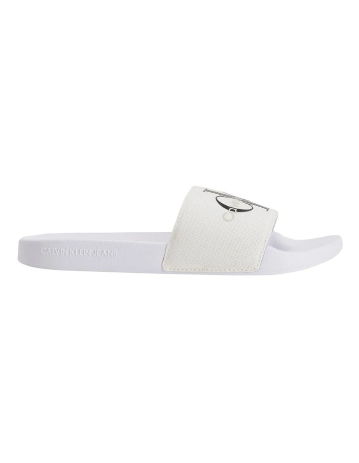 Monogram Logo Slides In White Calvin Klein Monogram Logo Slides In White -Calvin Klein Sales
