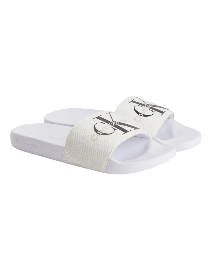 Monogram Logo Slides In White Calvin Klein Monogram Logo Slides In White -Calvin Klein Sales