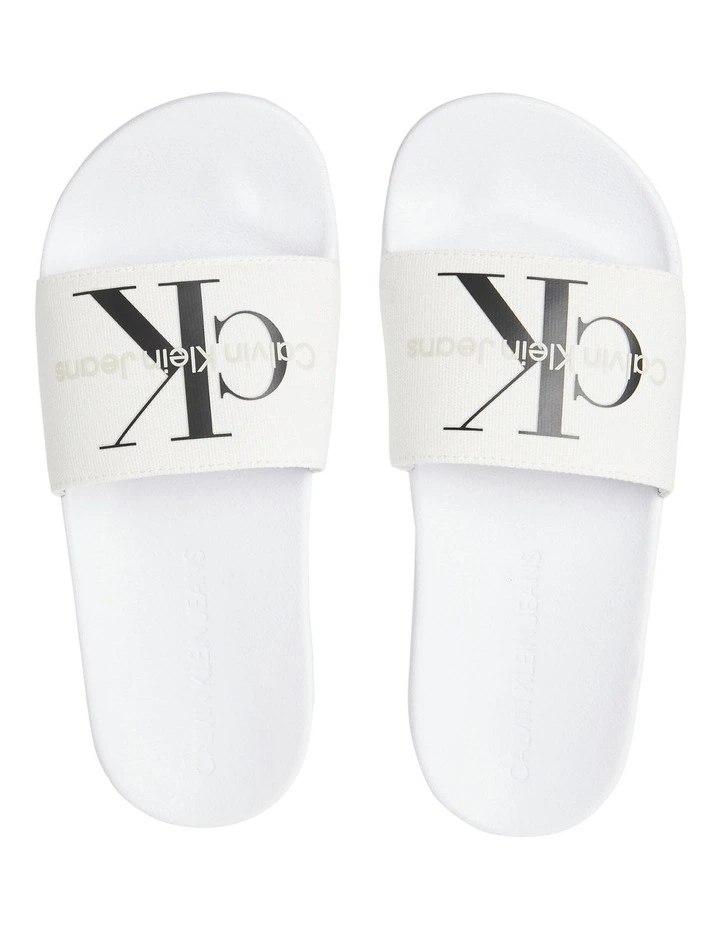 Monogram Logo Slides In White Calvin Klein Monogram Logo Slides In White -Calvin Klein Sales