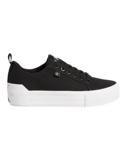Calvin Klein Recycled Canvas Platform Trainers In Black