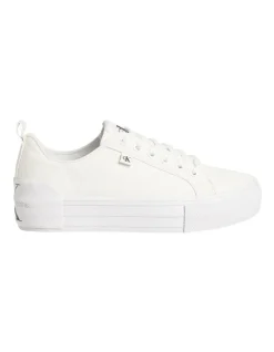 Calvin Klein Recycled Canvas Platform Sneakers In White