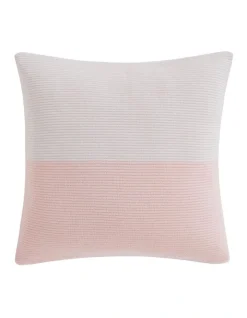 Calvin Klein Colourblock Rib Logo Cushion In Pale Pink/White