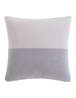 Calvin Klein Colourblock Rib Logo Cushion In Pale Grey/White