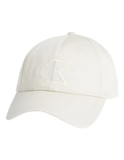 Calvin Klein Monogram Cotton Twill Cap In White