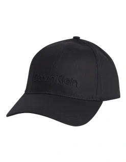 Calvin Klein Cotton Embroidered Logo Cap In Black