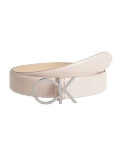 Calvin Klein Re-Lock Leather Belt In Rose