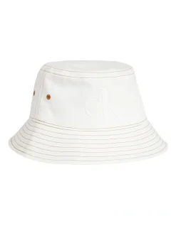 Calvin Klein Dynamic Natural Bucket Hats In White