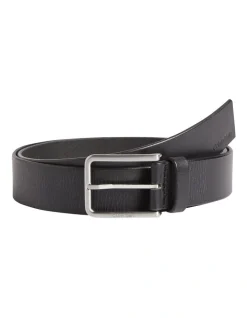 Calvin Klein Warmth Leather Belt In Black