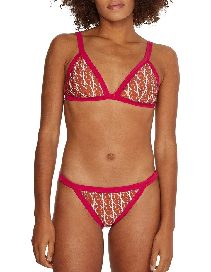 Triangle Fixed Swim Top in Monogram Orange Calvin Klein Triangle Fixed Swim Top In Monogram Orange -Calvin Klein Sales