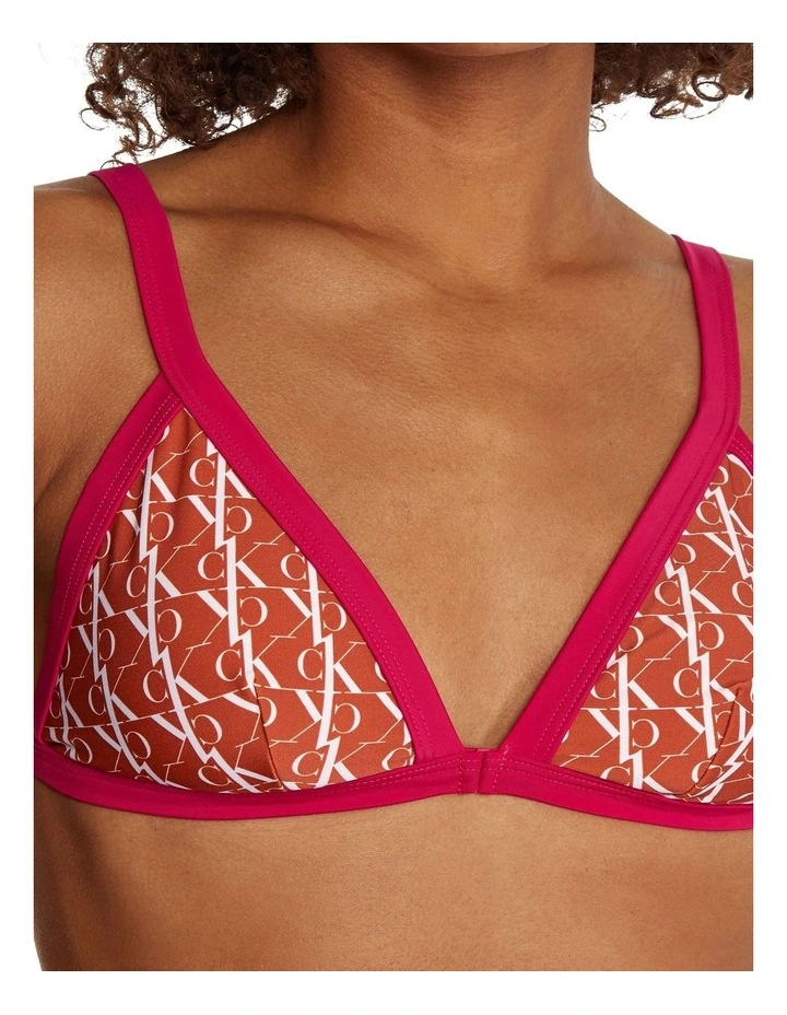 Triangle Fixed Swim Top in Monogram Orange Calvin Klein Triangle Fixed Swim Top In Monogram Orange -Calvin Klein Sales