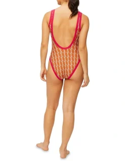 Calvin Klein Scoop Back One Piece In Monogram Orange -Calvin Klein Sales 941978080 4 720x928