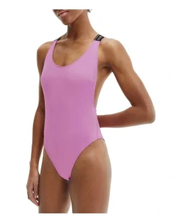 Calvin Klein Scoop One Piece Swimsuit In Purple