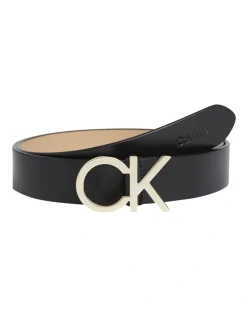 Calvin Klein Re-Lock CK Logo Belt In Black