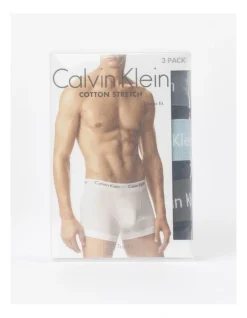 Calvin Klein Cotton Stretch Trunks 3 Pack In Black Multi