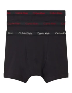 Calvin Klein Cotton Stretch Trunks 3 Pack In Black