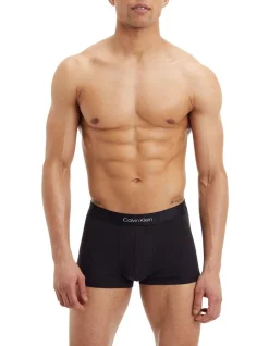 Calvin Klein Monolith Low Rise Cotton Trunk In Black