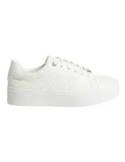 Calvin Klein Recycled Logo Platform Trainers In White