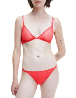 Calvin Klein Sheer Marquisette High Leg Tanga Brief In Orange
