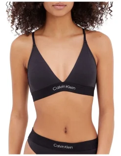 Calvin Klein Embossed Icon Cotton Light Lined Triangle Bralette In Black