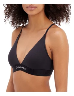 Calvin Klein Embossed Icon Cotton Light Lined Triangle Bralette In Black -Calvin Klein Sales 945687340 3 720x928