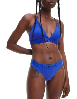 Calvin Klein Embossed Icon Cotton Light Lined Triangle Bra In Blue