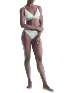 Calvin Klein Embossed Icon Cotton Triangle Bralette In Grey