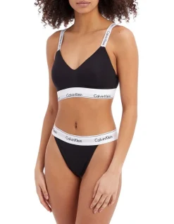 Calvin Klein Modern Cotton String Thong In Black