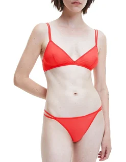 Calvin Klein Sheer Marquisette Unlined Triangle Bralette In Orange