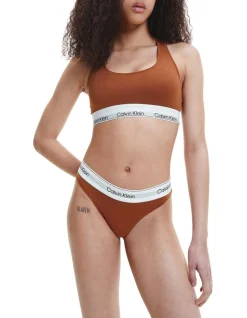 Calvin Klein Modern Cotton Naturals Thong Brief In Brown