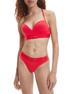 Calvin Klein Embossed Icon Cotton Holiday Bikini Brief In Red