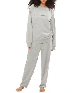 Calvin Klein Embossed Icon Lounge Long Sleeve Sweatshirt In Grey