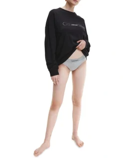 Calvin Klein Embossed Icon Lounge Long Sleeve Sweatshirt In Black